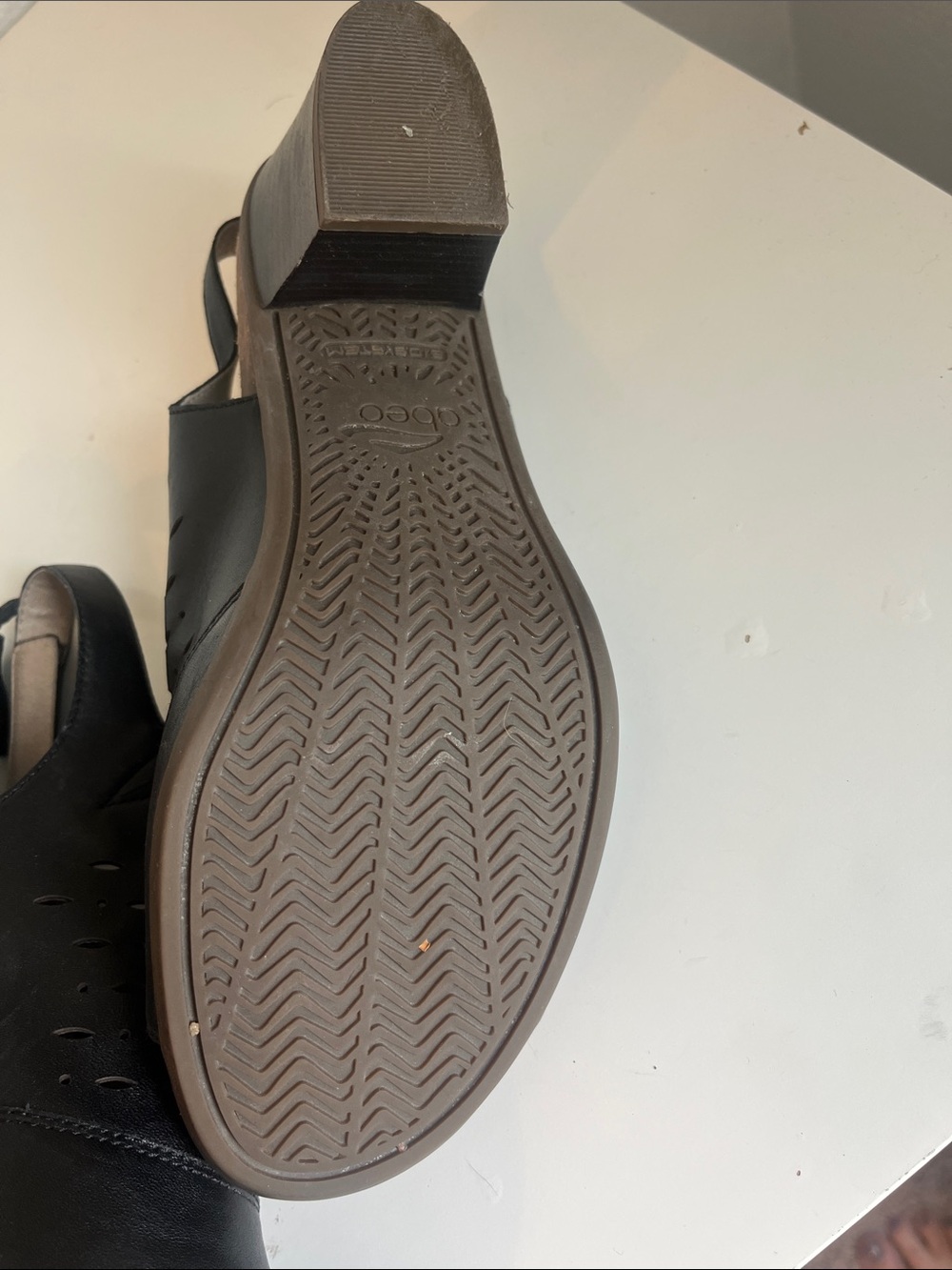 Abeo Black Leather Perforated Open-Toe Slingback Sandals - Picture 6 of 8